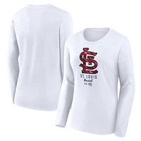 T-shirt léger ajusté à manches longues pour femmes Fanatics White St. Louis Cardinals