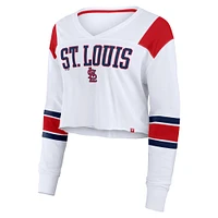 Women's Fanatics  White St. Louis Cardinals Stretch Cropped Fashion Long Sleeve T-Shirt