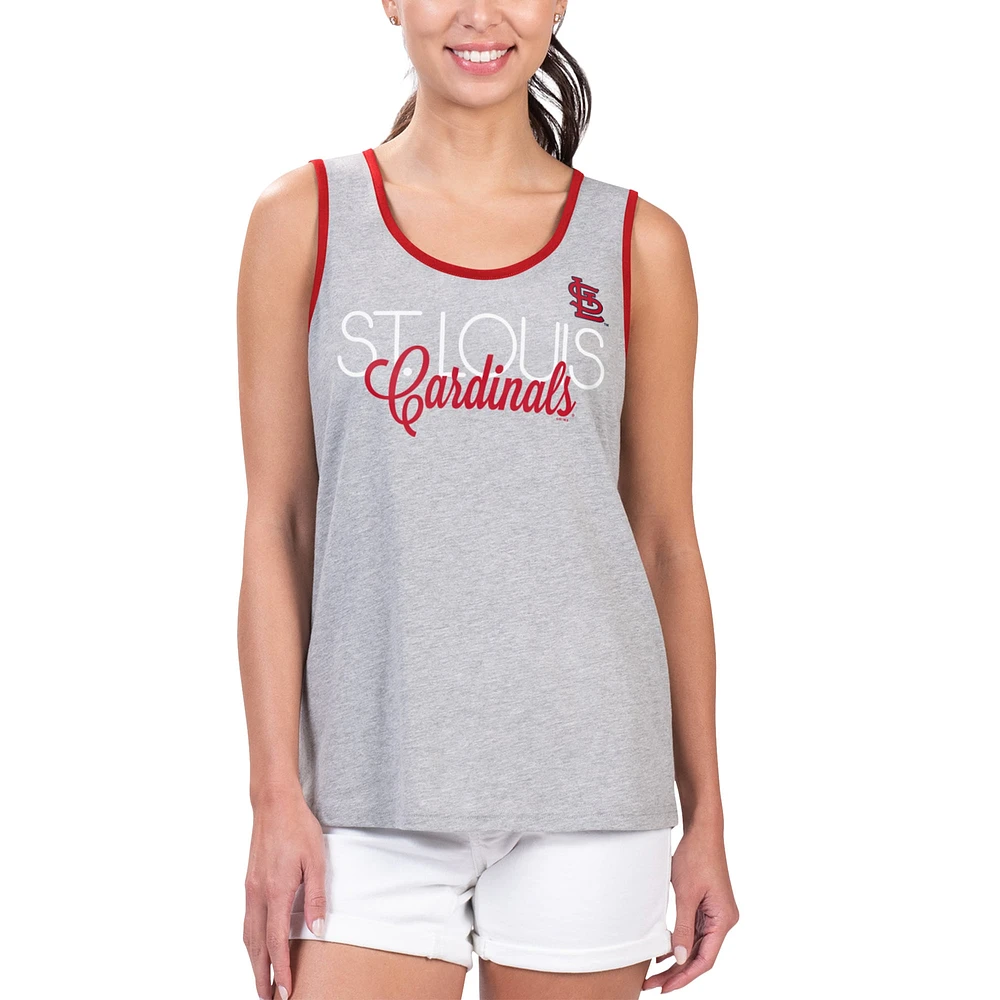 Women's G-III 4Her by Carl Banks Gray St. Louis Cardinals Fastest Lap Tank Top