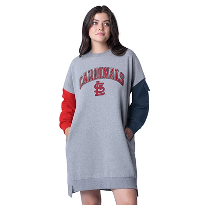 Women's G-III 4Her by Carl Banks Heather Gray St. Louis Cardinals Free Ball Long Sleeve Sneaker Dress