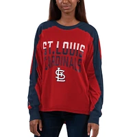 T-shirt à manches longues G-III 4Her par Carl Banks pour femmes, rouge/marine, St. Louis Cardinals Smash Raglan