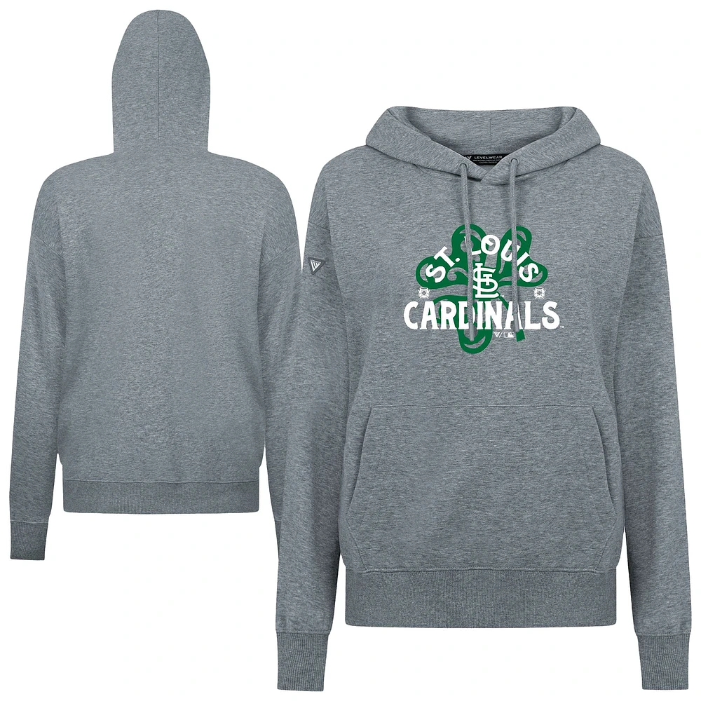Women's Levelwear St. Louis Cardinals Patrick's Day Adorn Shamrock Pullover Hoodie