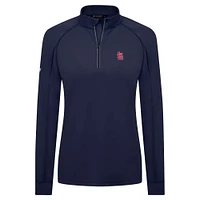 Women's Levelwear Navy St. Louis Cardinals Kinetic Insignia 2.0 Raglan Quarter-Zip Top