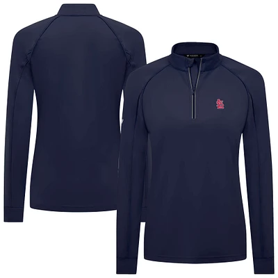 Women's Levelwear Navy St. Louis Cardinals Kinetic Insignia 2.0 Raglan Quarter-Zip Top