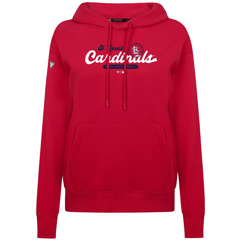Women's Levelwear Red St. Louis Cardinals Accolade Adorn Monument Pullover Hoodie