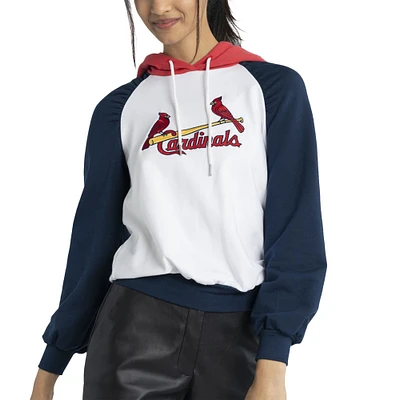 Women's Lusso White St. Louis Cardinals Marlowe Tri-Blend Raglan Pullover Hoodie