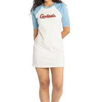 Robe t-shirt en trois mélanges à manches mi-longues Nettie Raglan Lusso White Cardinals de Saint-Louis pour femme