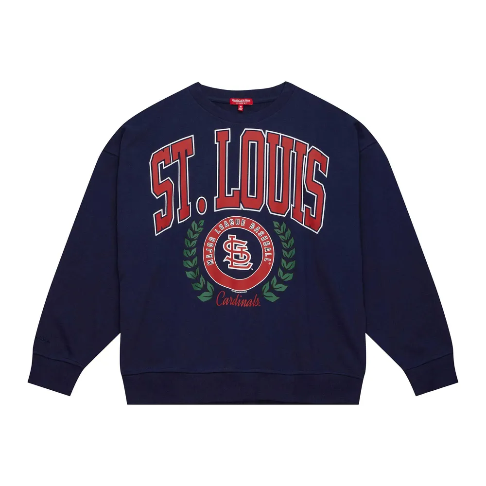 Lids St. Louis Cardinals Mitchell & Ness Women's Logo Lt 2.0 Pullover  Sweatshirt - Navy