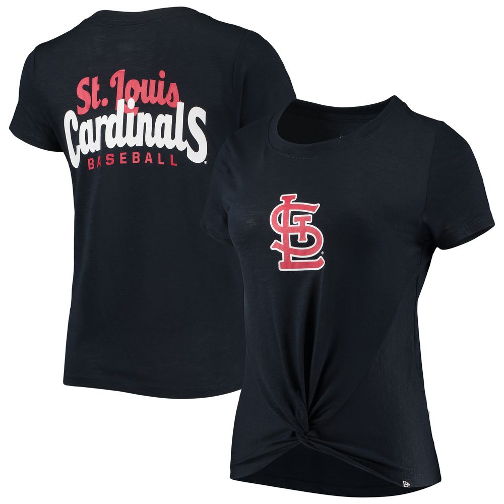 Women's New Era Navy St. Louis Cardinals 2-Hit Front Twist Burnout T-Shirt