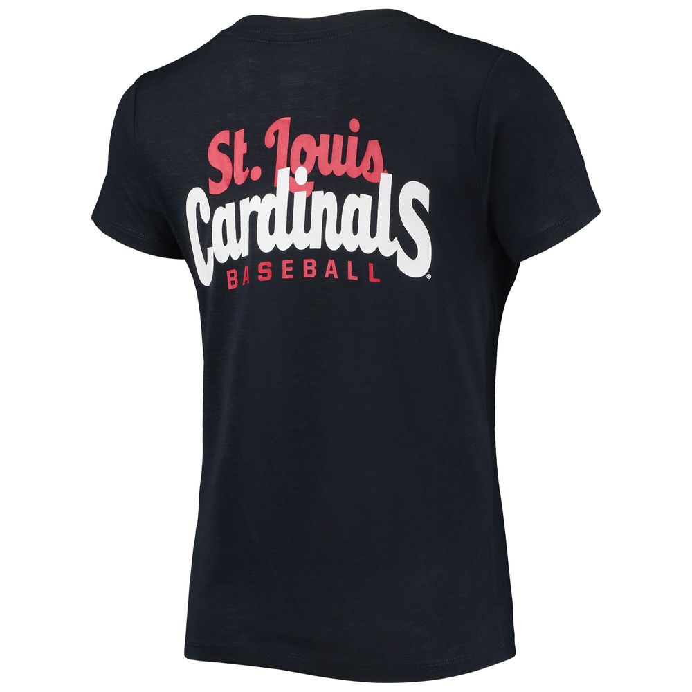 Women's New Era Navy St. Louis Cardinals 2-Hit Front Twist Burnout T-Shirt