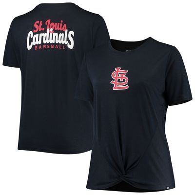 Women's New Era Navy St. Louis Cardinals Plus 2-Hit Front Knot T-Shirt