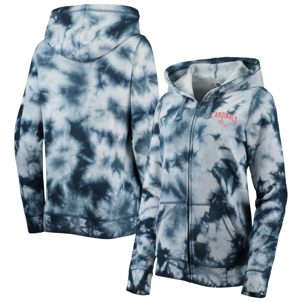 Women's New Era Navy St. Louis Cardinals Tie-Dye Full-Zip Hoodie