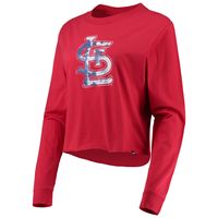 Women's New Era Red St. Louis Cardinals Baby Jersey Cropped Long Sleeve T-Shirt