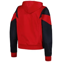 Women's New Era Red St. Louis Cardinals Color Block Fleece Quarter-Zip Hoodie