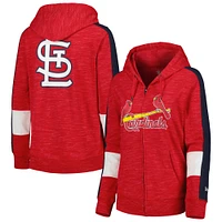 Women's New Era Red St. Louis Cardinals Colorblock Full-Zip Hoodie