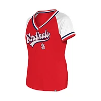 Women's New Era Red St. Louis Cardinals Gameday Raglan V-Neck T-Shirt