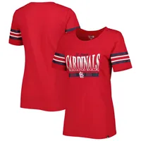 T-shirt rouge à rayures de l'équipe St. Louis Cardinals New Era pour femme