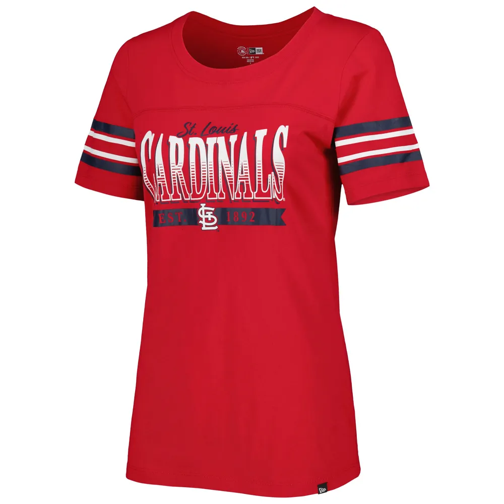 T-shirt rouge à rayures de l'équipe St. Louis Cardinals New Era pour femme