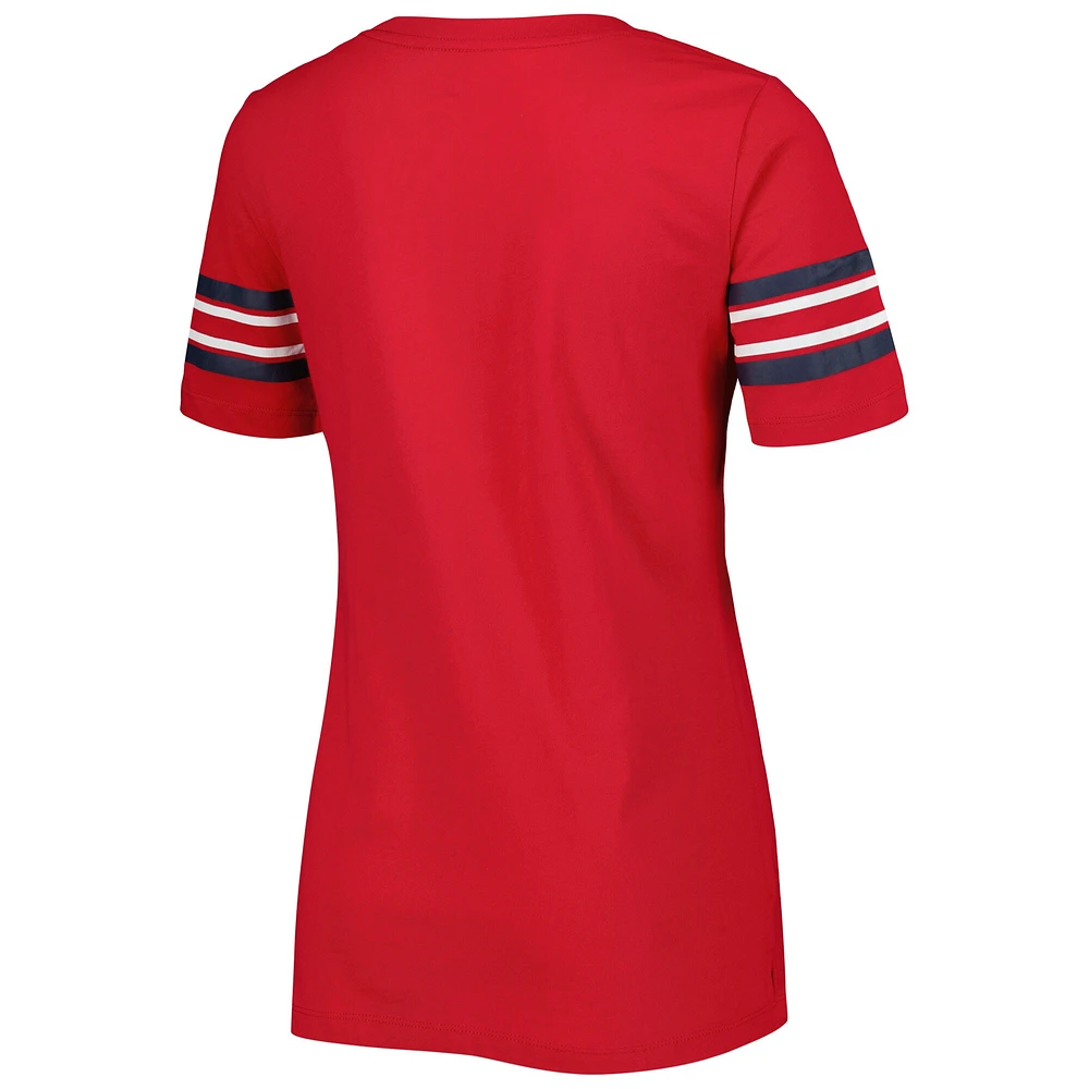 T-shirt rouge à rayures de l'équipe St. Louis Cardinals New Era pour femme