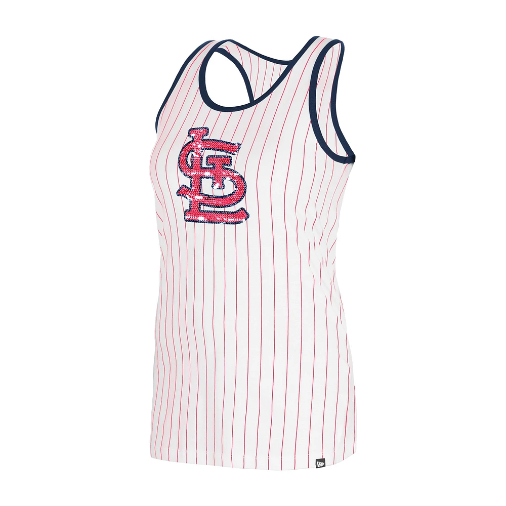 Women's New Era White St. Louis Cardinals Gameday Pinstripe Tank Top