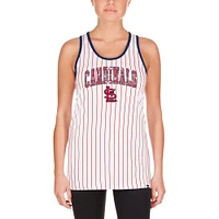 Women's New Era White St. Louis Cardinals Sequin Pinstripe Racerback Tank Top