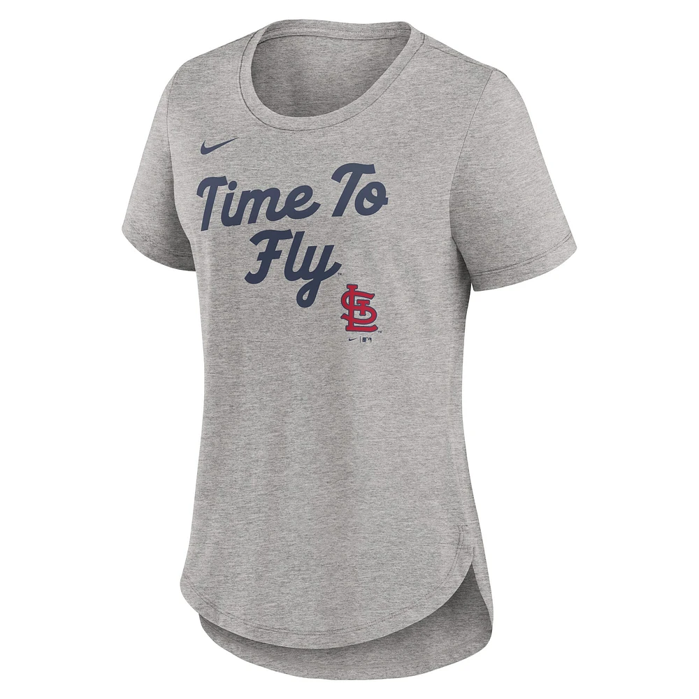 T-shirt Nike gris chiné pour femme St. Louis Cardinals Script Tri-Blend