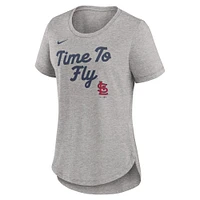 T-shirt Nike gris chiné pour femme St. Louis Cardinals Script Tri-Blend