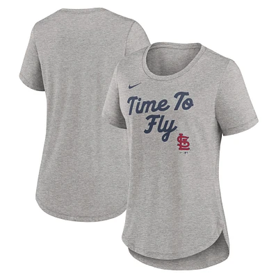 T-shirt Nike gris chiné pour femme St. Louis Cardinals Script Tri-Blend