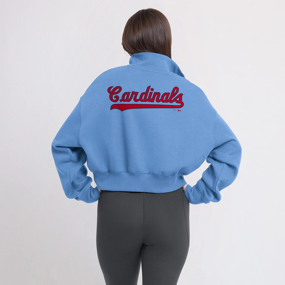 Women's Nike Light Blue St. Louis Cardinals Cooperstown Collection Phoenix Fleece Half-Zip Sweatshirt