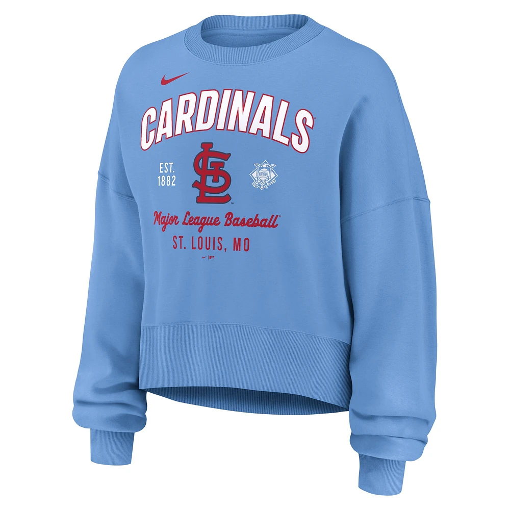Sweat-shirt Nike bleu clair à manches longues et col montant pour femme des Cardinals de Saint-Louis