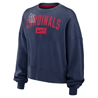 Women's Nike Navy St. Louis Cardinals Oversized Long Sleeve Cropped Sweatshirt