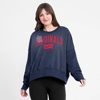 Women's Nike Navy St. Louis Cardinals Oversized Long Sleeve Cropped Sweatshirt