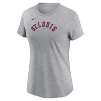 T-shirt Nike Nolan Arenado gris St. Louis Cardinals 2024 Rickwood Classic Fuse avec nom et numéro pour femme