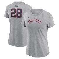 T-shirt Nike Nolan Arenado gris St. Louis Cardinals 2024 Rickwood Classic Fuse avec nom et numéro pour femme