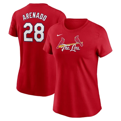 T-shirt Nike Nolan Arenado rouge St. Louis Cardinals 2024 City Connect Fuse avec nom et numéro pour femme