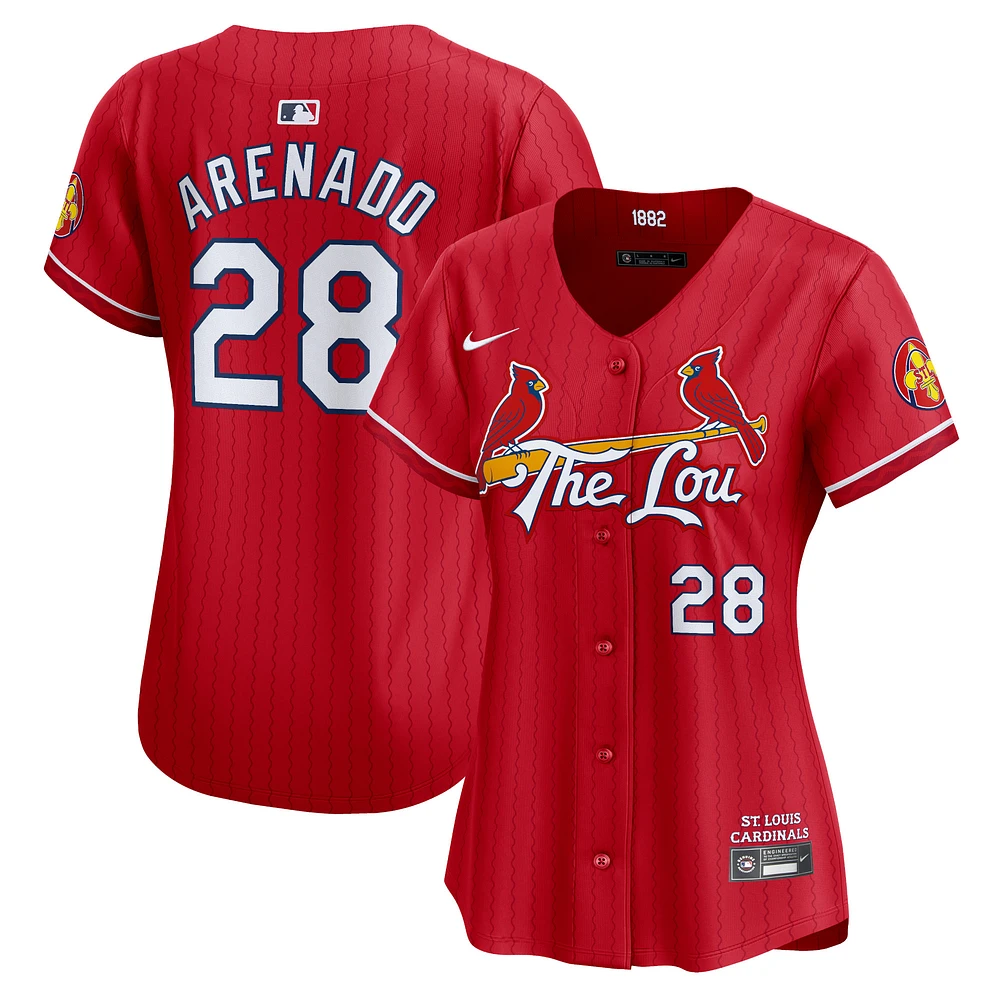 Maillot de joueur Nike Nolan Arenado St. Louis Cardinals 2024 City Connect Limited pour femme, rouge