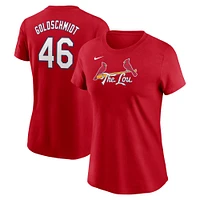 T-shirt Nike Paul Goldschmidt pour femme, rouge, St. Louis Cardinals 2024 City Connect Fuse Name & Number