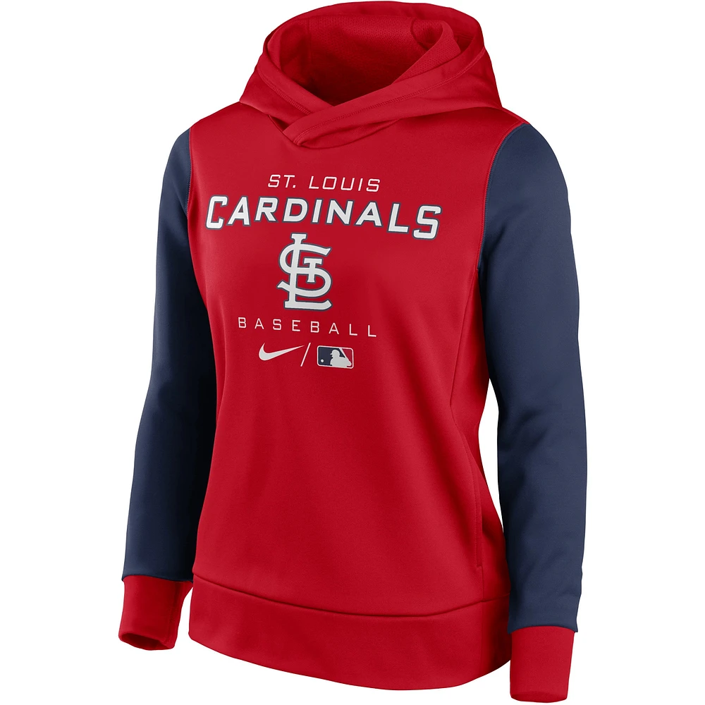 Women's Nike Red/Navy St. Louis Cardinals Authentic Collection Pullover Hoodie