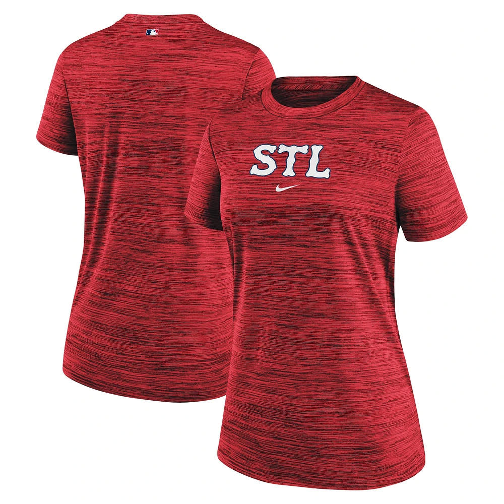 T-shirt Nike rouge St. Louis Cardinals 2024 City Connect Authentic Collection Practice Velocity pour femme