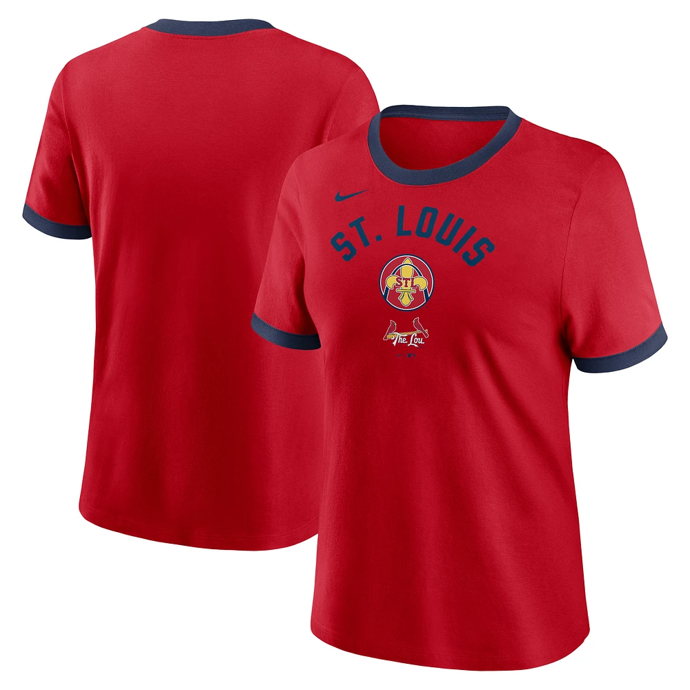 T-shirt tri-mélange Nike rouge St. Louis Cardinals 2024 City Connect Ringer pour femme