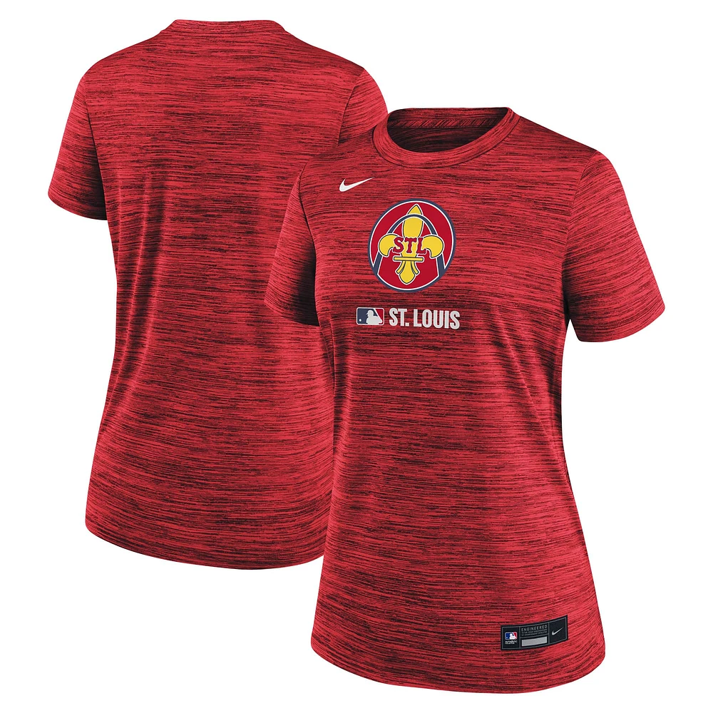 Women's Nike Red St. Louis Cardinals Authentic Collection City Connect Velocity Performance T-Shirt