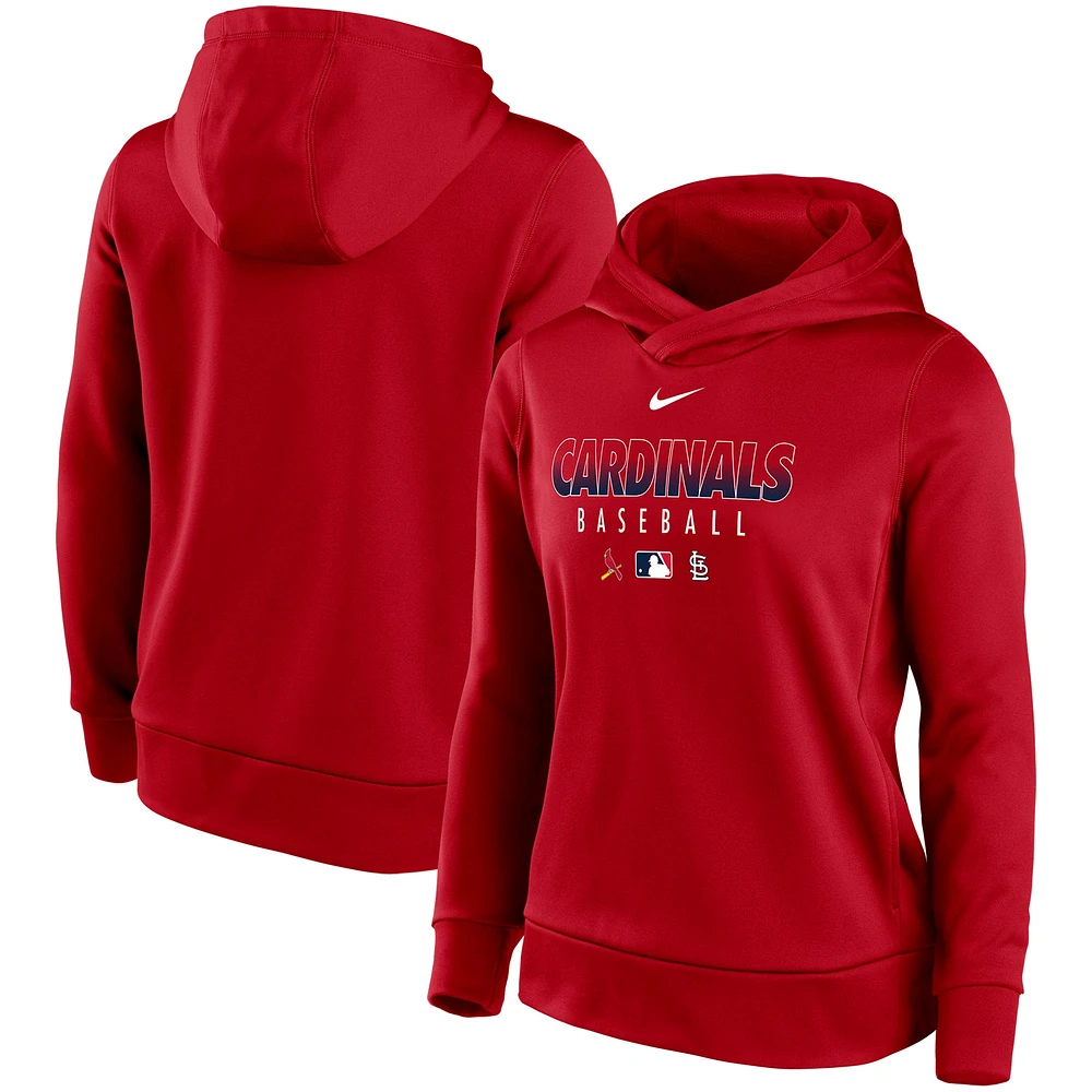 Sweat à capuche enfiler Performance Nike St. Louis Cardinals Authentic Collection pour femme, rouge