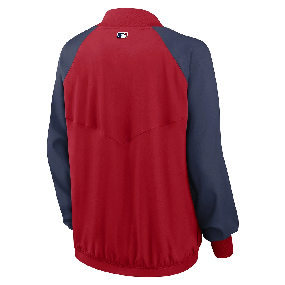 Veste à glissière pleine longueur Nike St. Louis Cardinals Authentic Collection Team Raglan Performance pour femme rouge