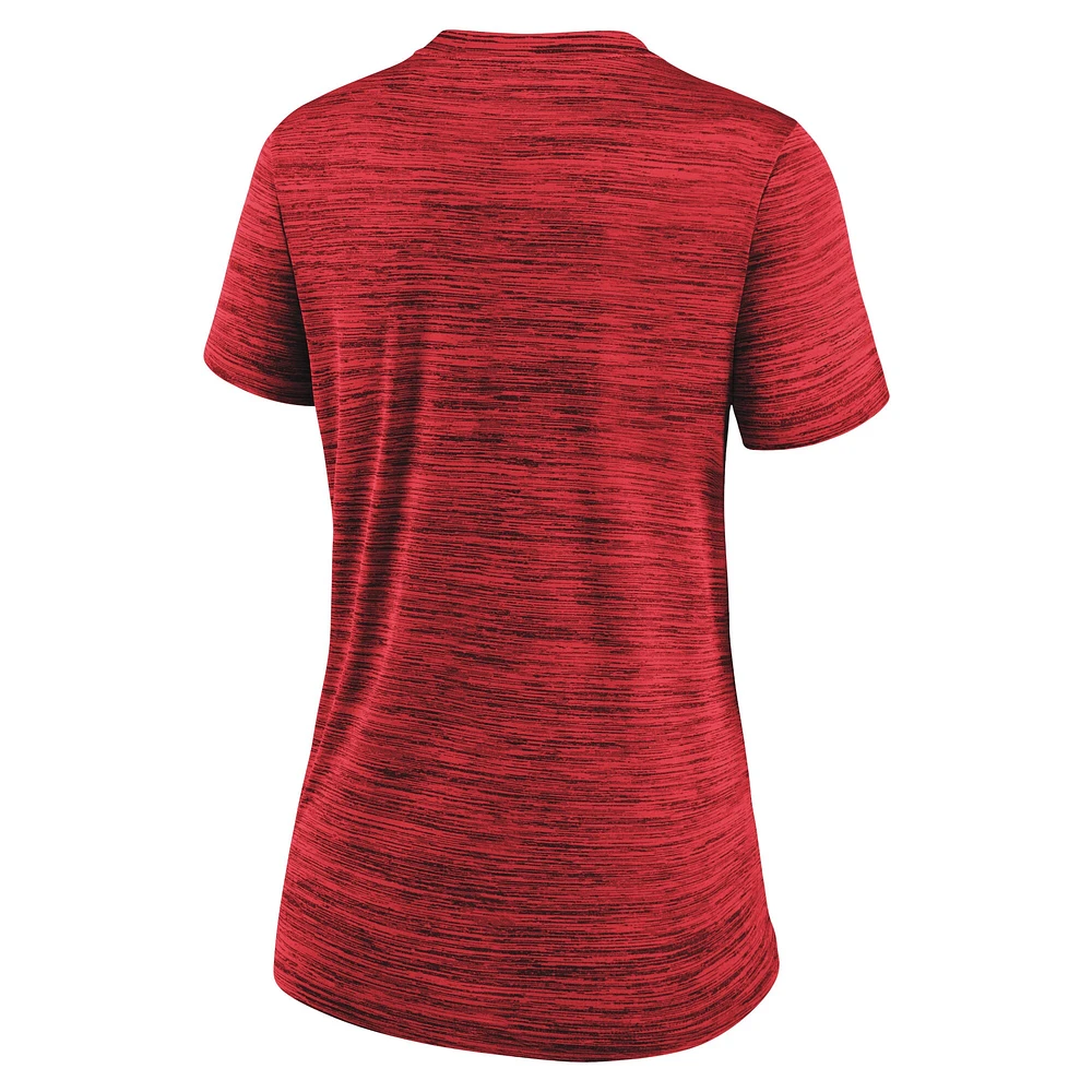 T-shirt à col en V Velocity Practice Performance Nike St. Louis Cardinals Authentic Collection rouge pour femme