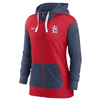 Sweat à capuche entièrement zippé Nike St. Louis Cardinals pour femme, rouge