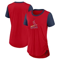 Women's Nike Red St. Louis Cardinals Hipster Swoosh Cinched Tri-Blend Performance Fashion T-Shirt