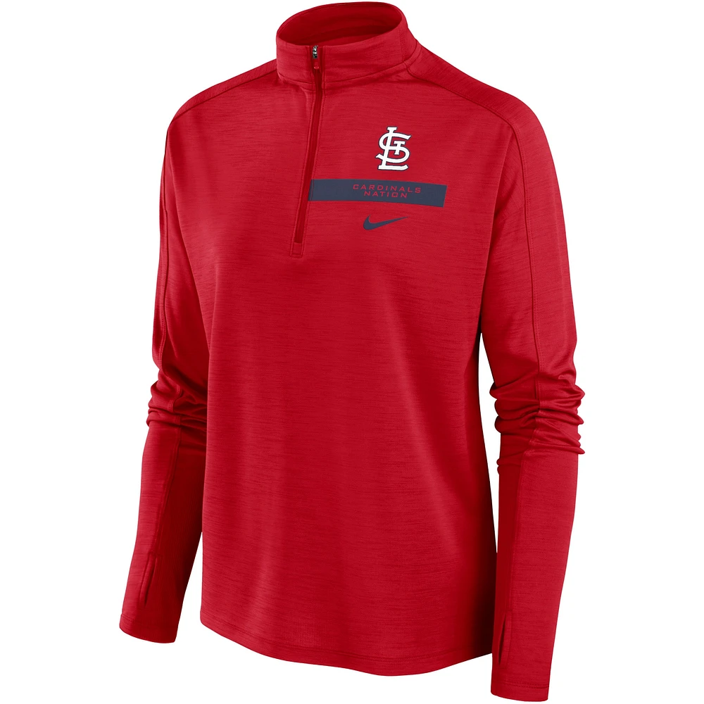Women's Nike Red St. Louis Cardinals Primetime Local Touch Pacer Quarter-Zip Top