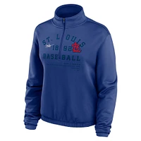 Sweat-shirt semi-court à demi-zip et ourlet bulle Nike Royal St. Louis Cardinals Rewind Splice pour femme