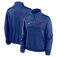 Sweat-shirt semi-court à demi-zip et ourlet bulle Nike Royal St. Louis Cardinals Rewind Splice pour femme