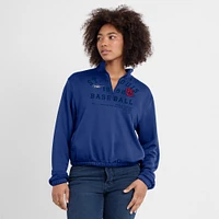 Women's Nike Royal St. Louis Cardinals Rewind Splice Half-Zip Semi-Cropped Bubble Hem Sweatshirt